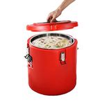 Insulated Soup Pan Carrier Portable Commercial Hot -Cold Hot Box Food Warmer Large Insulation Barrel Cooler Carrier Stainless Steel Lining with Dust Cover 15Quarts(3.75gal)