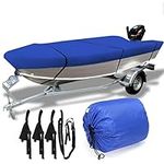 KEYESMINER Boat Cover,210D Blue Open Cover Waterproof Sunshade Dust-Proof Trailerable Fishing Heavy Duty Marine (Color : 12-14FT)