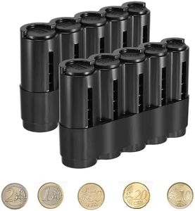 MEISO Pack of 2 Coin Dispenser Coins, Coin Box for Change Storage, Coin Dispenser, Compact Coin Holder with 5 Coin Sorters, for Taxis, Buses, Restaurant, Amusement Park Seller