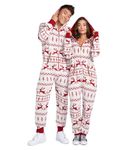 Tipsy Elves Christmas Knit Jumpsuits - Cozy Knit One Piece Jumpsuit for Adults, Red and White Fair Isle, Large