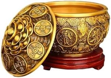 BPBYZY Chinese Feng Shui Money Cornucopia Good Luck Wealth Treasure Bowl Cornucopia Yuan Bao Prosperity Figurine Decorations for Home Office Housewarming Gift (Medium)
