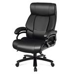 COSTWAY 400LBS Big & Tall Executive Office Chair, Height Adjustable PU Leather Computer Desk Chair with Rocking Backrest and Padded Armrests, Ergonomic Swivel Task Chair for Home Office