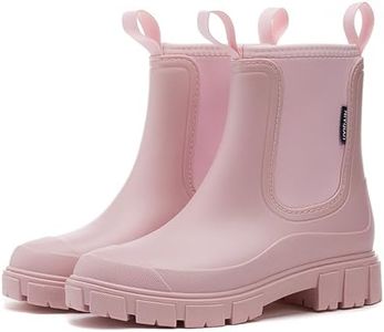 WOWSTICK Women’s Ankle Rain Boots Waterproof Lightweight Slip Resistant Fashion Garden Booties, 312 Pink 40