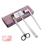 Demason 3 PCS Candle Snuffer Accessory Set, Candle Snuffer + Candle Wick Trimmer + Dipper Stainless Steel Candle Tools (Silver)