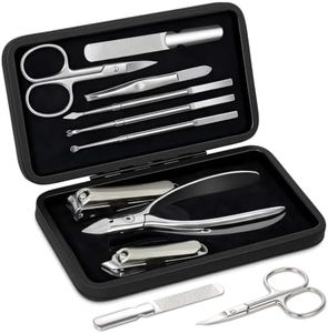 9 in 1 Professional Manicure Pedicure Set, Premium Stainless Steel Nail Clipper Grooming Tools with Magnetic Leather Travel Case, Portable Nail Kit Gift for Men & Women(Black)