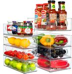 Snazzy Refrigerator Organizer Bins 8 PCS, Clear Plastic Food Storage Bins for Fridge Freezers Pantry Organization, Stackable Food Organizer, Fridge