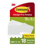 Command Picture Hanging Strips Variety Pack, Damage Free Hanging Picture Hangers, No Tools Wall Hanging Strips for Living Spaces, White, 10 Small Pairs and 8 Medium Pairs (36 Strips)