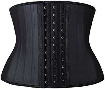 YIANNA Women's Classic Underbust Latex Sports Girdle Short Torso Waist Training Corsets for Weight Loss Hourglass Body Shaper Fat Burner, AU-YA110299-Black-XS