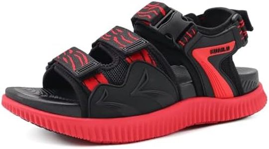 KuaiLu Mens Arch Support Hiking Sandals Orthotic Athletic Sport Recovery Walking Cushion Sandals Open Toe Summer Beach Travel Sandles Plantar Fasciitis Water Sandalias For Camping RedBlack 9.5