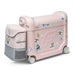 JetKids by Stokke Travel Bundle, Pink - Includes Kid’s Ride-On Suitcase & In-Flight Bed + Adjustable, Lightweight & Expandable Crew BackPack - Travel Essentials for Kids - Best for Ages 3-7