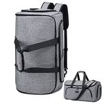 Convertible Travel Garment Bag, Carry on Garment Duffel Bag for Men Women - 2in 1 Hanging Suit Business Travel Bag with Double Back Strap and Detachable Shoulder, Waterproof, Gray, Travel