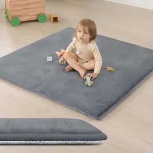 Ultra Soft Baby Play Mat for Floor,1.3" Thick Elasti-Foam 118x158in Mat for Toddlers Infant Kids,Non-Slip Backing Safe for Crawling&Tummy Time,Tatami Style(Dark Grey)