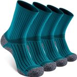 SITOISBE Elite Cushioned Compression Mid-crew Socks 4-Pack for Youth Women Men, Greenlake (4 Pairs), M