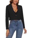 MINTLIMIT Womens Cropped Blazer One Button Jacket Blazers Notched Lapel Casual Elegant Classic (Black L)