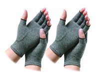 Copper Compression Open Finger Hand Gloves, Relief from Arthritis Pain, Swelling, Rheumatoid, Osteoarthritis, Tingling or Numbness, Reducing Muscles & Palm Pain. UNISEX. (S/M/L/XL) 2 Pairs. (L)