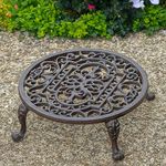 Woodside Round Cast Iron Indoor/Outdoor Plant Pot Stand, Heavy Duty Raised Garden Plant Stand, 11inch, 150kg Max Load