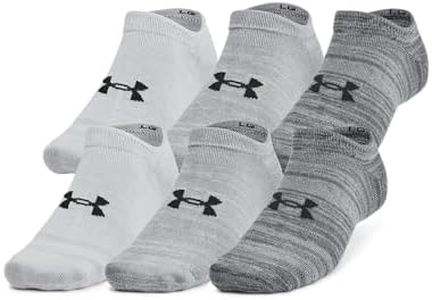 Under Armour Unisex-Adult Essential No Show Socks 6 Pack, (025) Castlerock/Castlerock/Anthracite, Medium