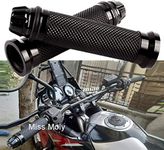 7/8" 22mm Motorcycle Grips Non-Slip Rubber Handlebar Hand Grips(Black)