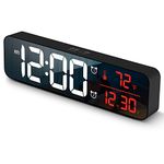 Digital Clock, Clock for Bedroom, Clocks for Living Room Decor, Desk Table Clock, Alarm Clock Large Display with Date Week Temperature, Automatic Brightness Dimmer, Smart Cool Modern (Red)