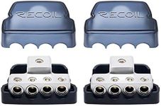 Recoil DB14P 4 Way Power Distribution Block, 1 X 0/2/4 Gauge in / 4 X 4/8 Gauge Out Power Distribution Ground Distributor Block for Car Audio Amplifier Splitter 2 Pack