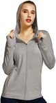 Willit Women's UV Shirts UPF 50+ Long Sleeve Sun Protection Jacket Hooded SPF Shirts with Pockets Deep Gray L