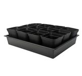 RooTrimmer 3.5 inch (9CM) Square Nursery Pots 60pcs, Sturdy Seedlings Trays 5 Pcs, Seeds Starter Germination Tray, Microgreenings Planter Nursery Propagation 5 Sets
