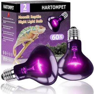 HARTOMPET 60W Reptile Night Light Bulb - Simulated Moonlight & Purple Heat Lamp for Reptiles and Amphibians - Perfect UVA Basking Light for Bearded Dragons, Lizards and Aquatic Tanks