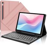 Galaxy Tab S9 FE 5G Case with Keyboard, Magnetic Detachable Bluetooth Keyboard | 7 Colors Backlit, Smart Folio Cover with S Pen Holder for Samsung Tab S9 FE 10.9”/S9 11”, Auto Sleep/Wake Up Rose Gold