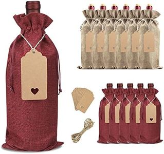 Sacchetti di Vino di tela da Imballaggio, 12 borse per vino in juta con coulisse, Borsa per vino in tela riutilizzabili con etichetta e corda di iuta, regalo celebrativo e decorazione per feste