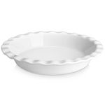 MALACASA Ceramic Pie Dishes, Pie Pan for Baking 9 Inch,40 OZ Pie Plate Round Pie Dish for Baking Fluted Pie Dish Baking Pan, Non Stick Deep Pie Dishes for Quiche (Ivory White, 1 PC)