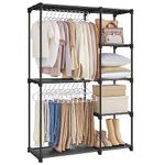 SONGMICS Portable Closet, Freestanding Closet Organizer, Clothes Rack, 16.9 x 44.1 x 65 Inches, Black URYG24BK