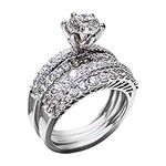 2Pcs Diamond Rings Set for Wedding,
