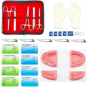 Dental Suture Practice Kit - Dental Suture Training Kit for Gum Cutting & Gingival Suturing, Oral Suture Practice Kit for Dental Students Dentist, 4 Silicone Dental Suture Pads Modules with 8 Sutures