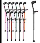 Ossenberg Soft Grip Closed Cuff Double Adjustable Crutch - Black - Single | Height Adjustable Elbow Crutch for Men Women Adults Arthritis Soft Comfy Handle Forearm Ergonomic