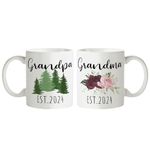 Fatbaby Pregnancy Gifts for New Grandparents Est 2024, Grandma Grandpa to Be Gifts, Coffee Mugs for New Grandparents,Baby Coming Soon Reveal Idea for Grandparents