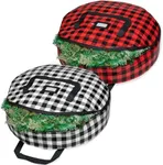 ZOBER Christmas Wreath Storage Container - 30 Inch Plastic Wreath Storage Bag - Dual Zippered Wreath Bag - Durable Stitch Reinforced Handles - Wreath Christmas Storage - 2 Pack