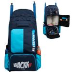 WHACKK Condor 89L Unisex Cricket Kit Bag Backpack | Adult Size | 2 Bat | Shoe/Helmet Pocket | Main Compartment 18" Leg Pad |2 Bottle Holder | Easy Access Pocket | Player Edition Senior (Navy Blue)