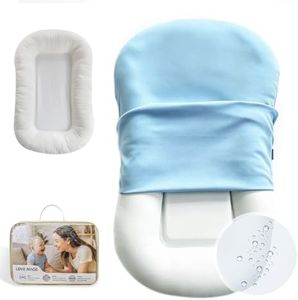 Infant Lounger, Baby Nest Cover, Soft Cotton and Waterproof Inner, Baby Floor Seat for Tummy Time, Baby Lounger for Newborn 0-24 Months (Blue)