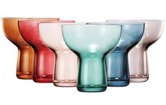 Colored Stemless Margarita & Cocktail Glasses | Set of 6 | 10oz Art Deco Glassware Muted Vintage Glasses for Champagne, Martini, Cocktail, Wedding, Gifts for Her, Him, Gift Idea, Muted Pastel Colors