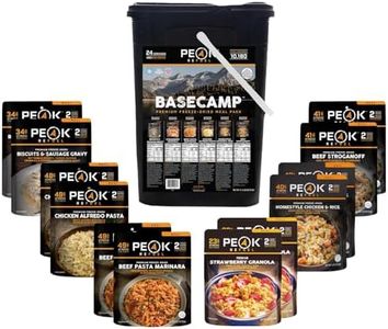 Peak Refuel Basecamp Bucket 3.0 | 480g Protein | 10180 Calories | 100% Real Meat | Premium Freeze Dried Backpacking & Camping Food | 24 Servings | Ideal MRE Survival Meal