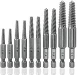 Treki Screw Extractor Drill Bit Set，10pcs 1/4" Hex Shank Easy Out Bolt Extractor Damaged Screw Remover Stripped Screw Removal Tool for Removing Broken Bolts, Studs