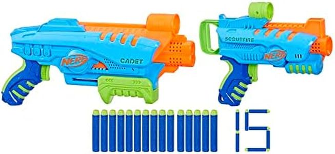 Nerf Elite Jr Ultimate Starter Set, 2 Easy Play Toy Foam Blasters, 15 Nerf Elite Darts, 2 Targets, Kids Outdoor Games for 6 Year Old Kids