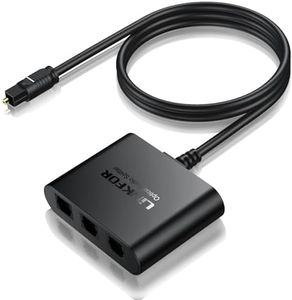 LiNKFOR Optical Cable Splitter 1x3 SPDIF Toslink with 1PCS Optical Audio Cable Toslink Splitter 1 in 3 Out Support LPCM 2.0 DTS Dolby-AC3 Compatible with PS3 DVD HDTV STB Etc