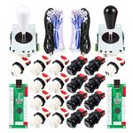 EG STARTS 2 Player Arcade Joystick DIY Parts 2X USB Encoder + 2X Ellipse Oval Joystick Hanlde + 18x American Style Arcade Buttons for PC, MAME, Raspberry Pi, Windows System (Black & White)