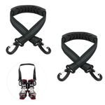 PEUTIER 2pcs Ski and Boot Carrier Straps, 20.7x1 Inch Portable Ski Carrier Straps with Anti-Skid Pad and Double-Ended Buckles, Winter Ski Bag Shoulder Strap and Pole Carrier Accessories (Black)