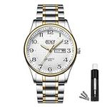 BOSCK Analog Mens Watch,40mm Easy Read Auto Date and Day Stainless Steel Business Watch for Men,30M Waterproof Sports Mens Wrist Watches