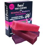 Fuzzl Yak Chews Multipack Strawberry, Blueberry & Cranberry Premium Natural Dog Treats with Himalayan Yak Milk 195g Yak Chew No Hide Dog Food Natural Dog Chews Long Lasting Dog Dental Sticks