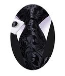 Hi-Tie Ties for Men Paisley Mens Tie Set Wedding Formal Business Striped Tie Sets,Black Solid