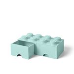 LEGO Brick with 8 Knobs and 2 Drawers AQUA - Storage Box for LEGO Toys Desk Drawers and Office Supplies Stackable Storage Box Home Decoration