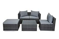 EVRE Outdoor Rattan Garden Furniture Set Grey Malaga Conservatory Patio Sofa coffee table